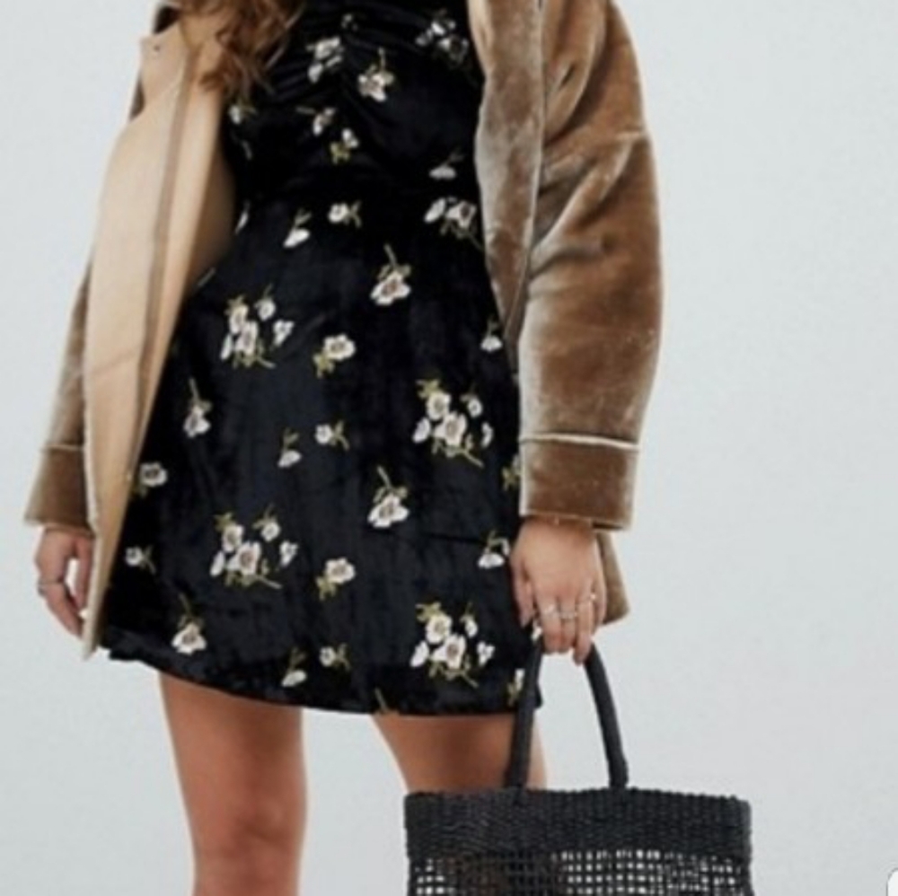 Free People Be My Baby Black Velvet Dress New with Tag - Picture 6 of 16